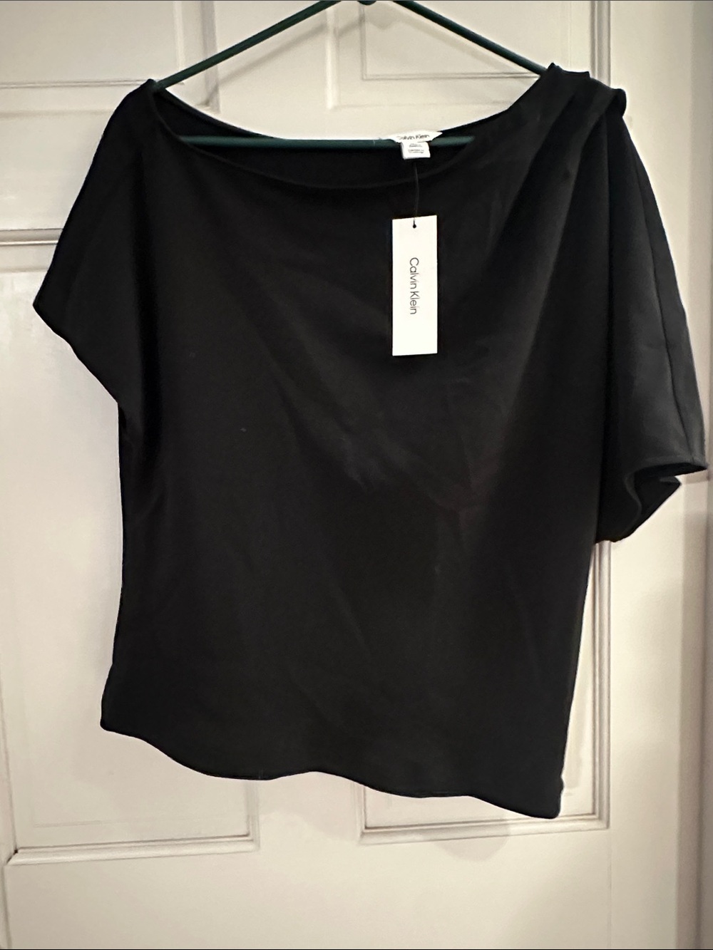 Calvin Klein Black One-Shoulder Short Sleeve Top
